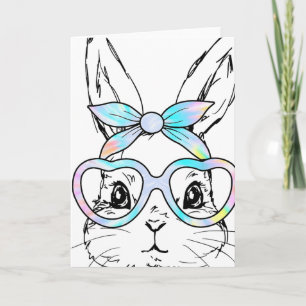 Niedliches Kaninchen-Hasen-Gesicht-Tie-Dye-Gles-Mä Karte