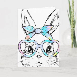 Niedliches Kaninchen-Hasen-Gesicht-Tie-Dye-Gles-Mä Karte