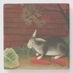 Niedliches Kaninchen (Haustier) (Henri Rousseau) Steinuntersetzer