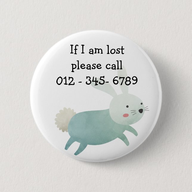 Niedliches Kaninchen, Kontakt mit Kindern Button (Vorderseite)