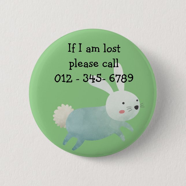 Niedliches Kaninchen, Kontakt mit Kindern Button (Vorderseite)