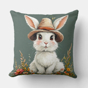 Niedliches Kaninchen mit Hut Kissen