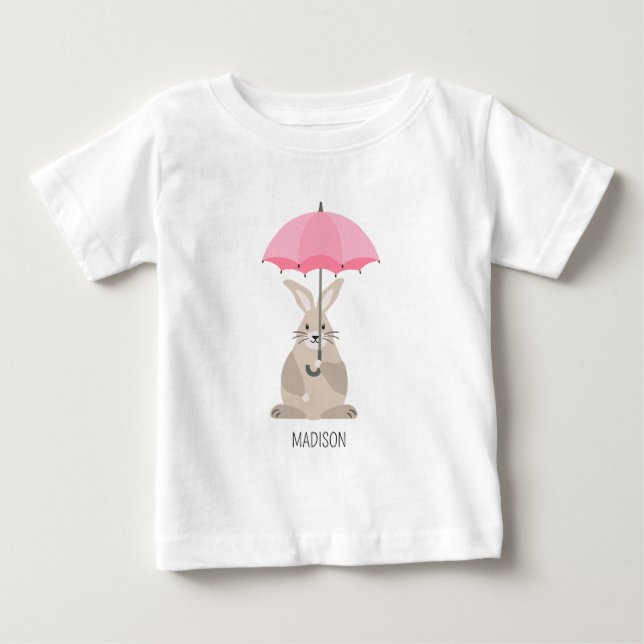 Niedliches Kaninchen mit individuelle Name Baby T-shirt (Vorderseite)