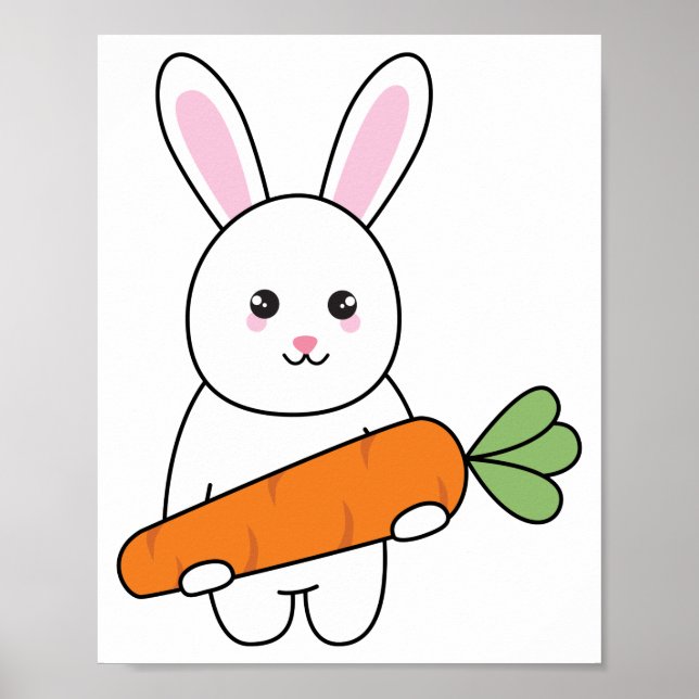 niedliches Kaninchen mit Karotte Poster (Vorne)