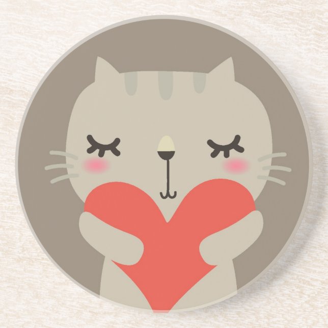 Niedliches Kaninchen mit Liebe Untersetzer (Vorne)
