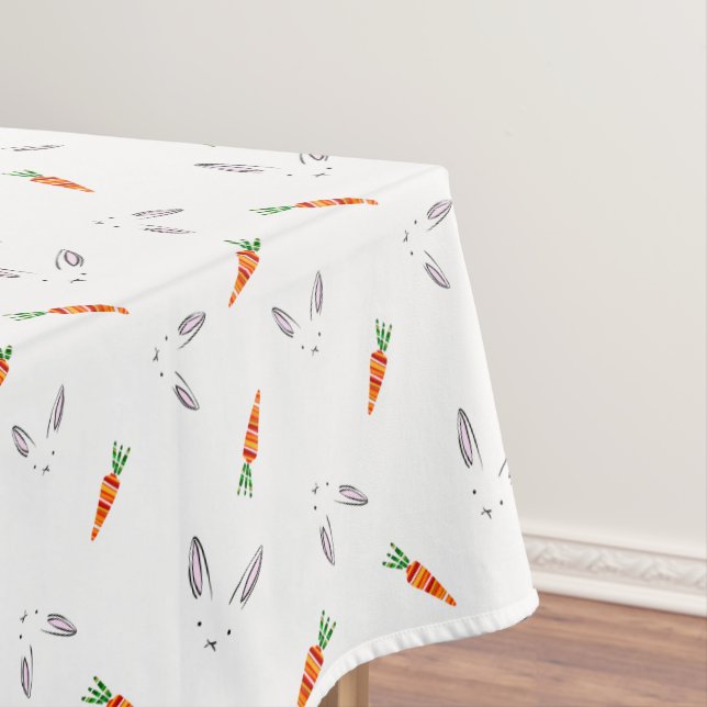 Niedliches Kaninchen, Ostern, Karottenmuster  Tischdecke (Beispiel)