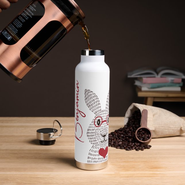 Niedliches Kaninchen Rot Einmalwasserflasche Trinkflasche (Kaffee)