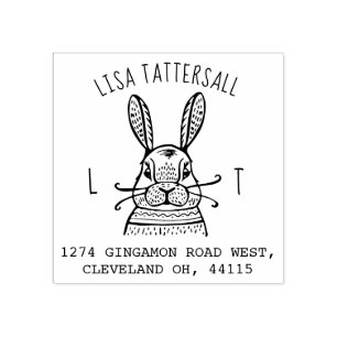 Niedliches Kaninchen-Tiermonogramm u. Gummistempel