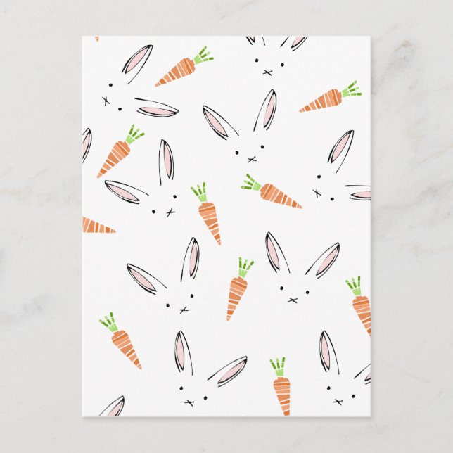 Niedliches Kaninchen und Karotten Postkarte (Vorderseite)