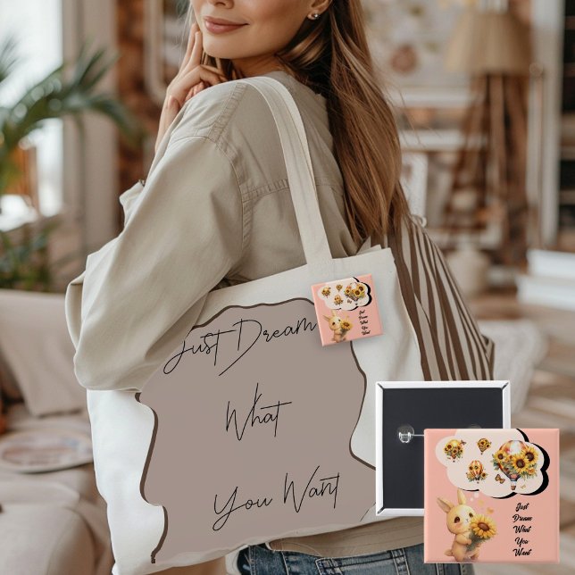 Niedliches Kaninchen und Sonnenblumen Button (Von Creator hochgeladen)