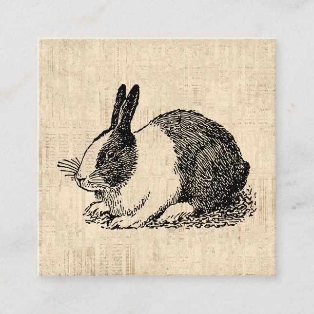 Niedliches Kaninchen Vintage Tierart Begleitkarte (Vorderseite)