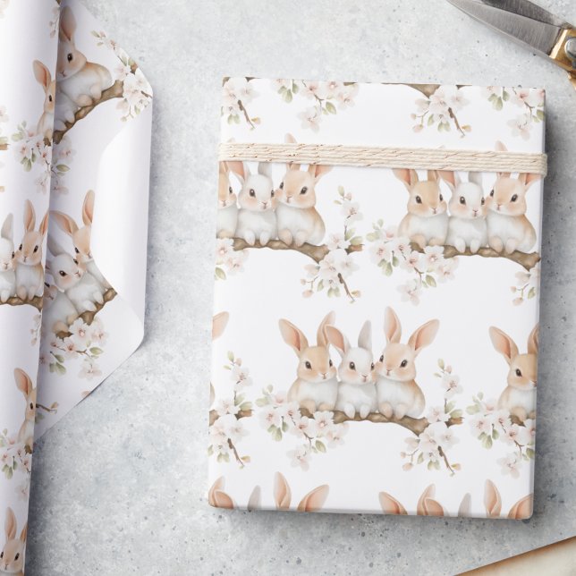 Niedliches Kaninchen-Wasserfarbenoster Geschenkpapier (Von Creator hochgeladen)