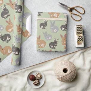 Niedliches Kaninchenmuster - Neutralfarben Geschenkpapier