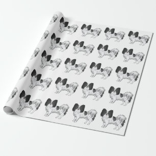 Niedliches Kartoon-Dog-Muster in Schwarzweiß-Papil Geschenkpapier