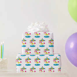 Niedliches Karussell-Themenpark Party Packung Geschenkpapier