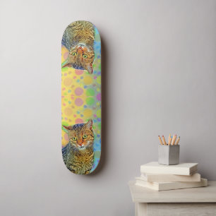 Niedliches Kätzchen - abstrakt - farbenfrohe Maler Skateboard