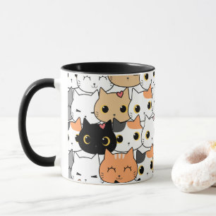 Niedliches Kätzchen-Doodless-Muster Kaffeemaschine Tasse