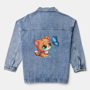 Niedliches Kätzchen/Katze/Schmetterling Jeansjacke