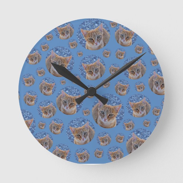 Niedliches Kätzchen - Katzenmuster Runde Wanduhr (Vorderseite)
