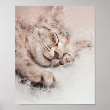 niedliches Kätzchen schlafend traumhafte Aquarellm