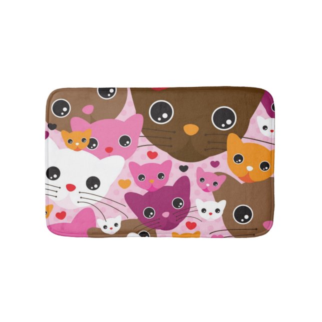 niedliches Kätzchenkatzen-Hintergrundmuster Badematte (Vorderseite)