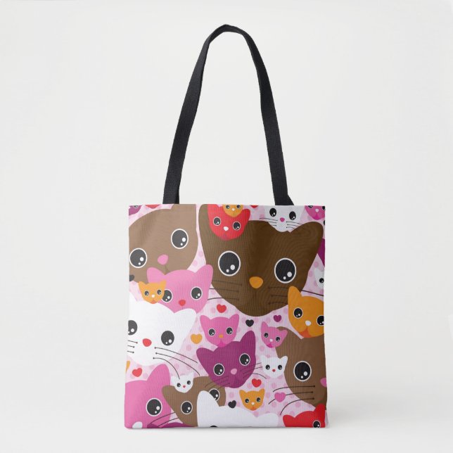 niedliches Kätzchenkatzen-Hintergrundmuster Tasche (Vorderseite)