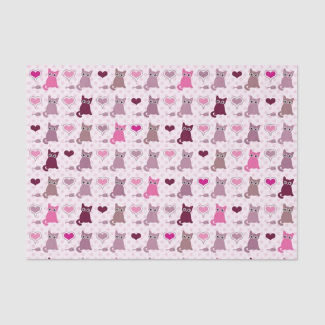 Niedliches Kätzchenmädchenmuster Seidenpapier (Vorderseite)