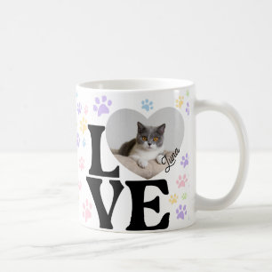 Niedliches Katzen-Foto Herz und Muster Kaffeetasse