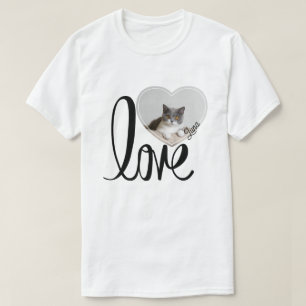 Niedliches Katzen-Foto Herz und Muster T-Shirt