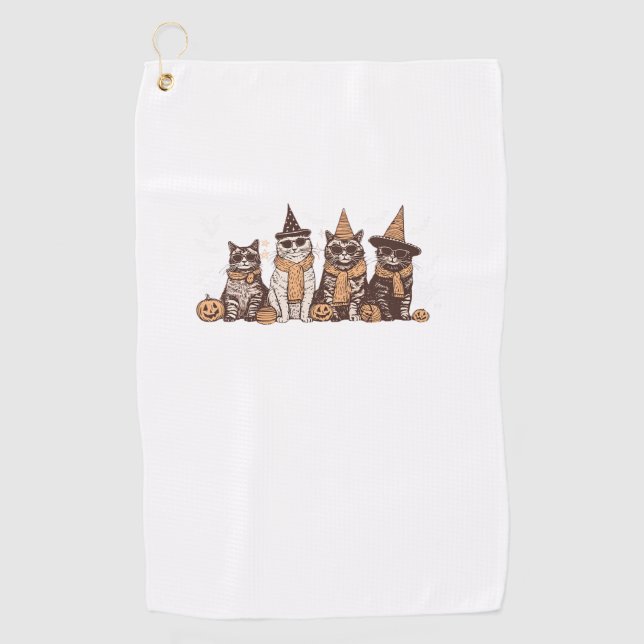 Niedliches Katzen Halloween KätzchenHalloween-Tier Golfhandtuch (Vorderseite)