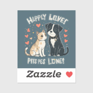 Niedliches Katzen & Hunde Funny Pet Liebe Cartoon  Aufkleber