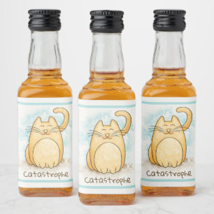 Niedliches Katzen-Katzenpuffer-Flaschenetikett Alkoholflaschenetikett