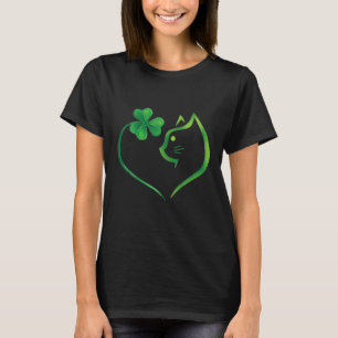 Niedliches Katzen Lucky Kleeblatt Herzlich Willkom T-Shirt