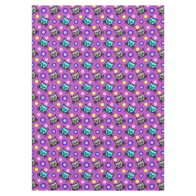 Niedliches Katzen Muster in Violet-Medium-Tablette Tischdecke (Vorderseite)
