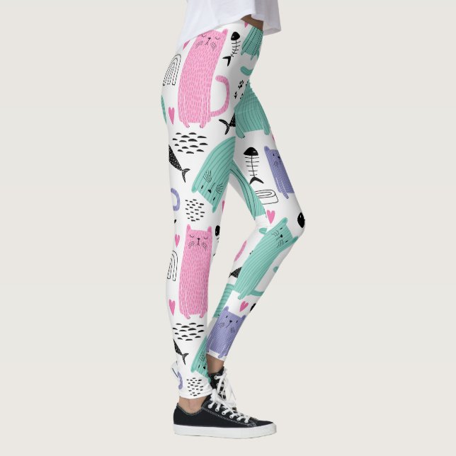 Niedliches Katzen Muster Leggings (Rechts)