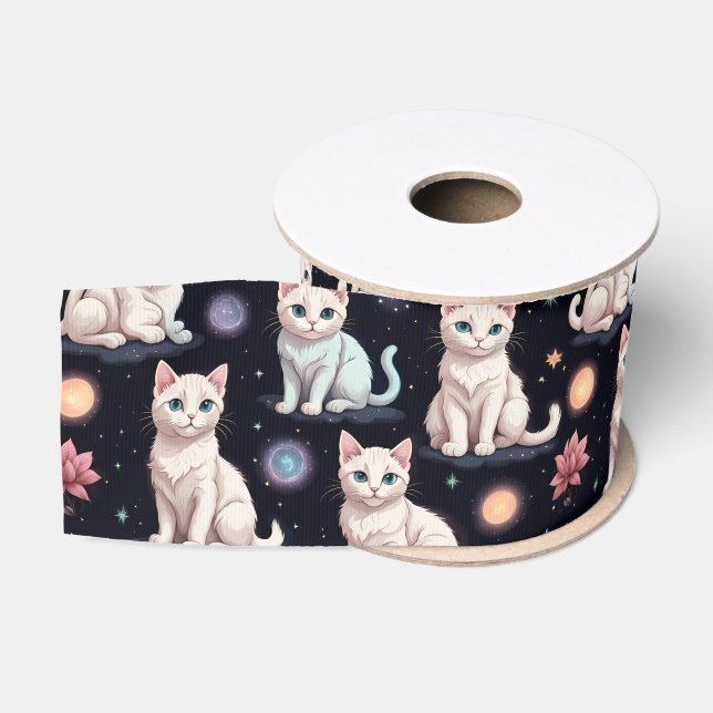 Niedliches Katzen Muster Ripsband (Spule)