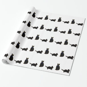 Niedliches Katzen Muster Schwarze Katzen Geschenkpapier