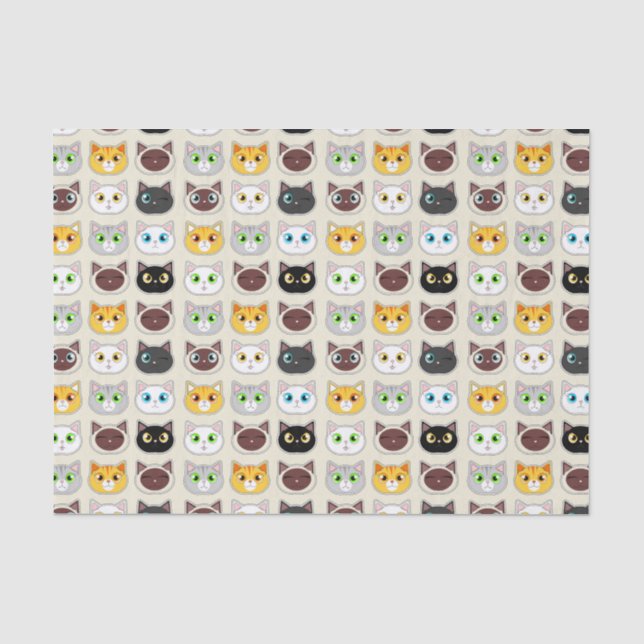 Niedliches Katzen-Muster Seidenpapier (Vorderseite)