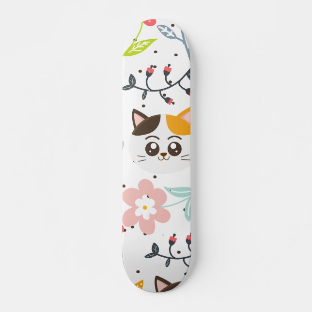 Niedliches Katzen Muster Skateboard (Vorne)