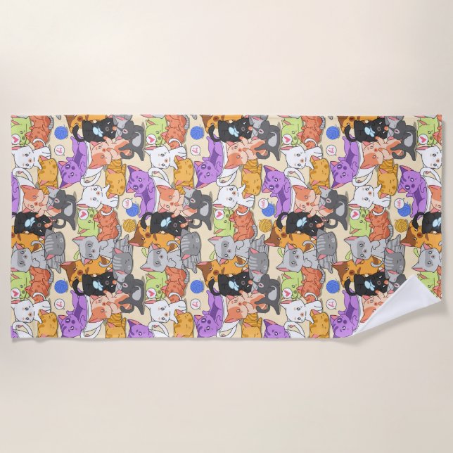 Niedliches Katzen-Muster    Strandtuch (Vorderseite)