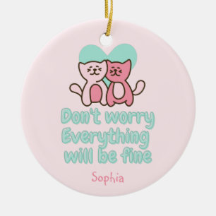 Niedliches Katzen-Paar und Ermutigungspastel Keramik Ornament