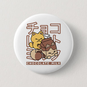 Niedliches Katzen Schokolade Milchkarton Kawaii Ku Button