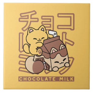 Niedliches Katzen Schokolade Milchkarton Kawaii Ku Fliese