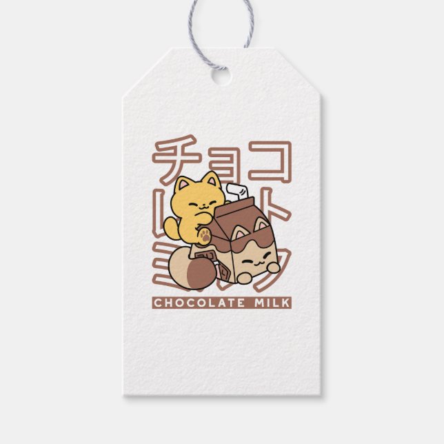 Niedliches Katzen Schokolade Milchkarton Kawaii Ku Geschenkanhänger (Vorderseite)