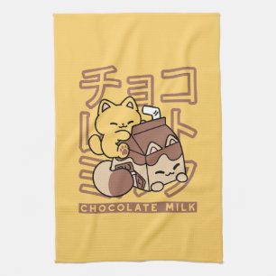 Niedliches Katzen Schokolade Milchkarton Kawaii Ku Geschirrtuch