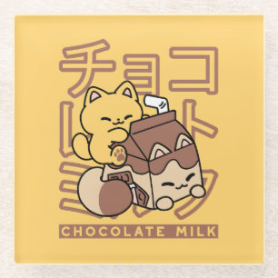 Niedliches Katzen Schokolade Milchkarton Kawaii Ku Glasuntersetzer