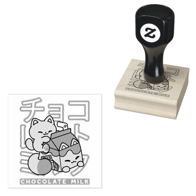 Niedliches Katzen Schokolade Milchkarton Kawaii Ku Gummistempel (Stempel)