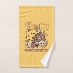 Niedliches Katzen Schokolade Milchkarton Kawaii Ku Handtuch
