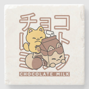 Niedliches Katzen Schokolade Milchkarton Kawaii Ku Steinuntersetzer