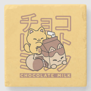 Niedliches Katzen Schokolade Milchkarton Kawaii Ku Steinuntersetzer